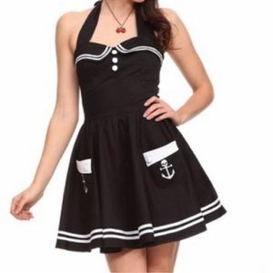 Hell Bunny Vixen Skull Anchor Pinup Sailor Black
Halter Dress large